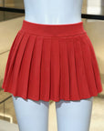 Women's Solid Color Pleated Athletic Mini Skirt
