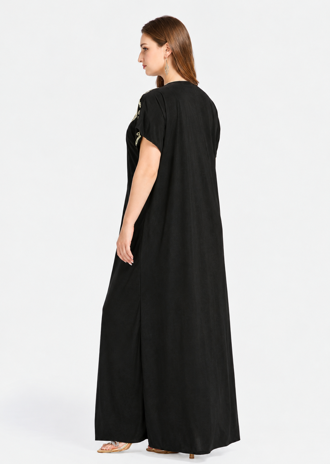 Women's Black African Butterfly Embroidered Maxi Dress